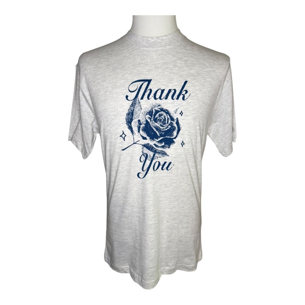 Market Thank You Rose Graphic T-Shirt Casual Short Sleeve Top Large‎